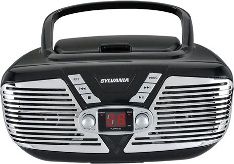Sylvania Portable Cd Boombox With Amfm Radio Retro Style Black