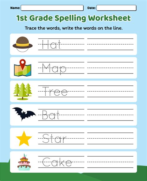 First Grade Worksheets Spelling Worksheets Kindergart