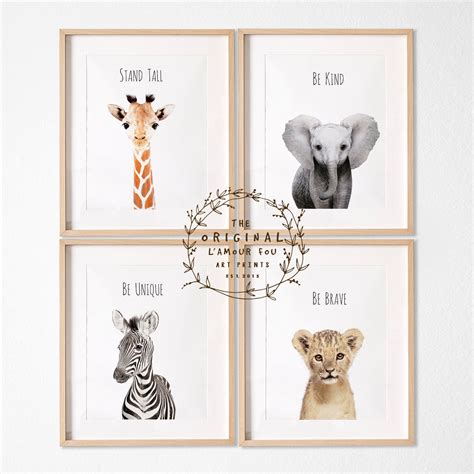 Safari Nursery Prints Set Of 4 Prints Nursery Decor Nursery Etsy