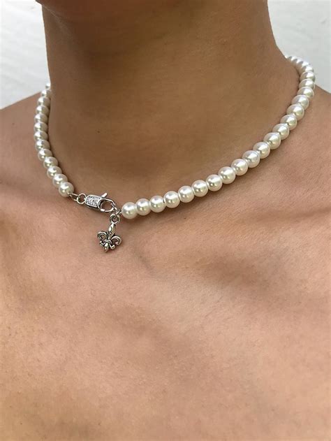 THE PEARLY CHOKER SILVER Rimor Jewelry Mens Pearl Necklace Mens