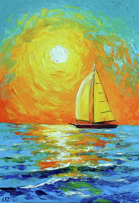 Morning Sailboat Painting By Olha Darchuk Fine Art America