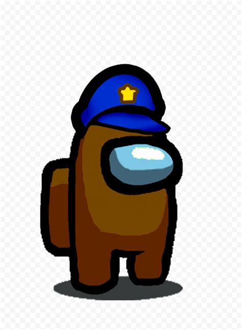 Hd Brown Among Us Crewmate Character With Police Hat Png Citypng