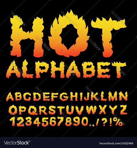 Hot Alphabet Flame Font Fiery Letters Burning Abc Vector Image