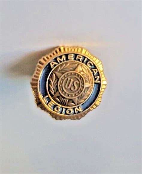 Vtg American Legion Lapel Pin Tie Tack Gold Us Military Brass And Blue Patriot For Sale