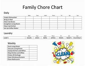 Family Chore Chart Printables Microsoft Word Behavior Chart Template
