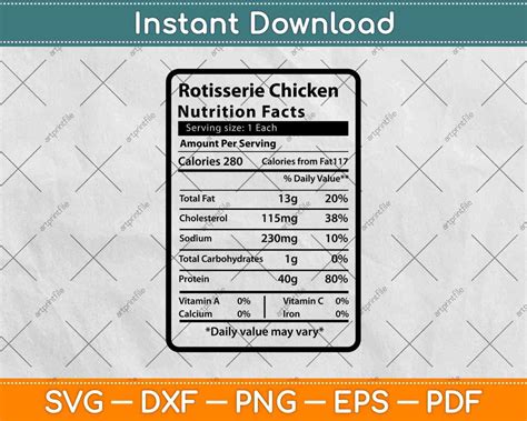 Rotisserie Chicken Nutrition Facts Svg Png Dxf Digital Cutting File Artprintfile