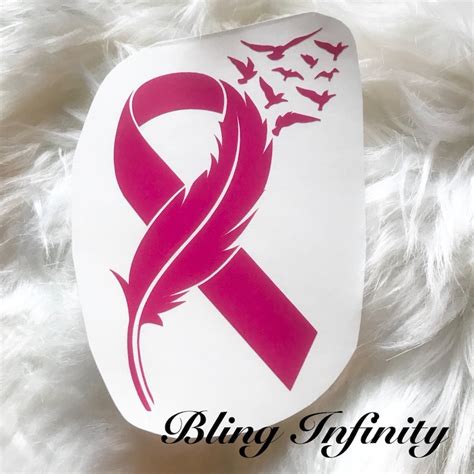 Awareness Feather Ribbon Vinyl Decal Breast Cancer Decal Mug Etsy Uk
