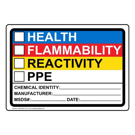 Health Flammability Reactivity Sign Hazchem Chemical