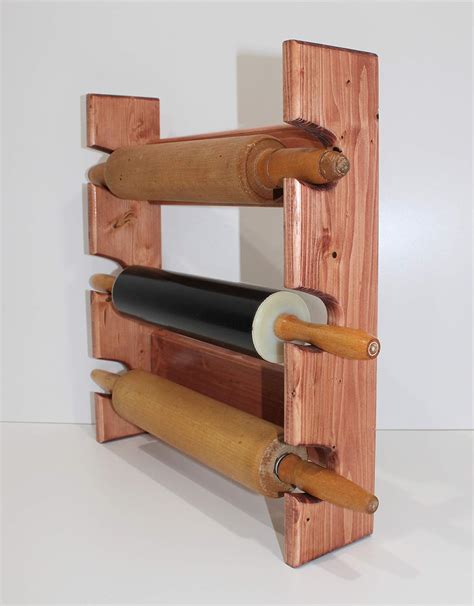 Rolling Pin Rack With Three Slots Wooden Rolling Pin Rack
