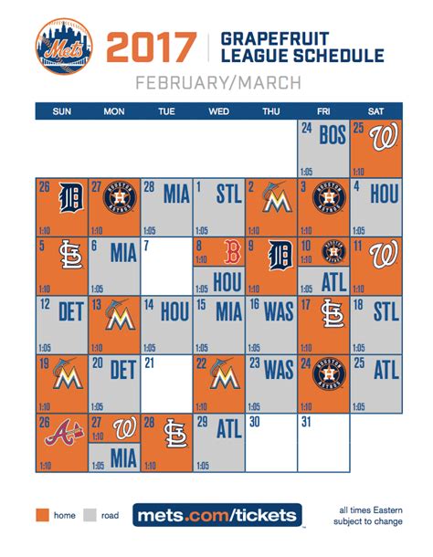 Heres The Official Mets 2017 Spring Training Game Schedule The Mets
