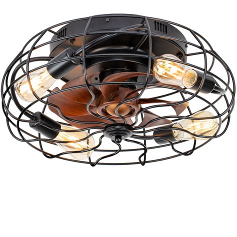 Buy Sunvie Low Profile Caged Ceiling Fan With Light Remote Control 20