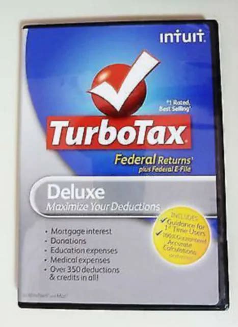 Turbotax Deluxe Federal Returns Disc With Federal E Files For