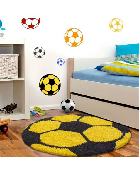 Quadratische teppiche in allen maßen und sondergrößen. Fussball Hochflor Kinderzimmer Teppich Rund Farbe Gelb ...