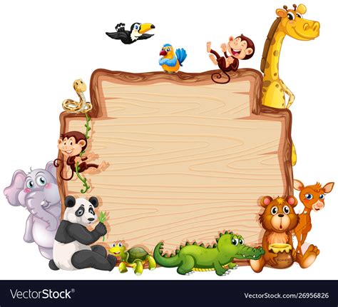 Border Template With Cute Animals Royalty Free Vector Image