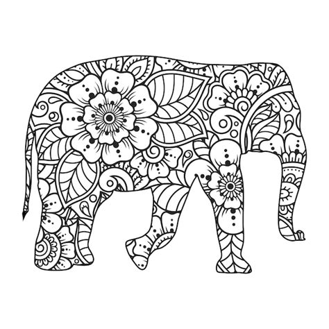 Premium Vector Mandala Elephant Coloring Page For Kids