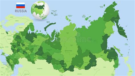 Green Russia Vector Administrative Map Stock Vector Illustration Of