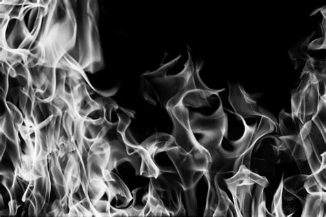 Blazing Fire Flame Black And White For Background And Abstract Stock