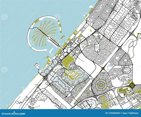 Map Of The City Of Dubai United Arab Emirates Uae Stock Illustration