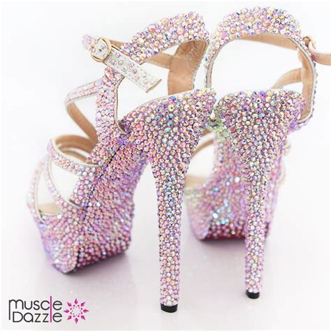 love is all you need and pretty shoes pink and silver crystal decorated strappy high heel