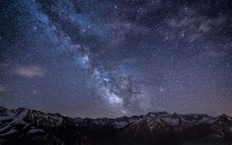 1920x1080 1920x1080 Stars Night Landscape Starry Night Mountain Long