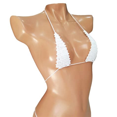 White Crochet Extreme Micro Bikini G String See Through Bikini Thong