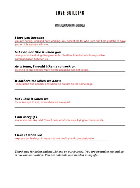 Printables Couples Communication Worksheets