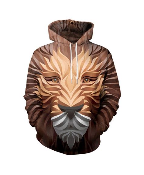 Brown Lion Hoodies Men Women 3d Sweatshirts With Hat Hoodies Hand