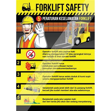 Konsultan safety menawarkan layanan the shadowed hse manager yang merupakan konsultansi k3 secara intensive untuk pabrik kendaraan bermotor di cibitung dimana konsultan safety bertindak sebagai hse manager bayangan di pabrik kendaraan bermotor perusahaan anda. Jual SP317 Poster K3 Safety A2 - Forklift Safety, 5 ...