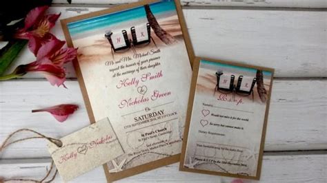 beach themed wedding invitations personalised  twine