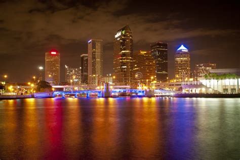 Downtown Tampa At Night Stock Image Image Of Colored 34356557