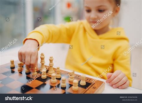 Little Kids Playing Chess Kindergarten Elementary Stock Photo