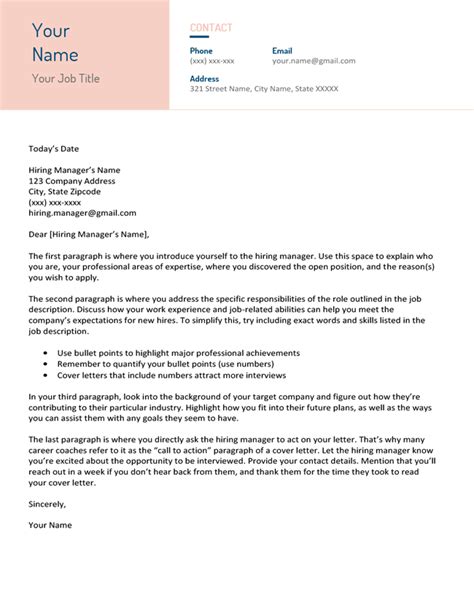 Read our free covering letter template, and adjust it to fit your career profile. Free Modern Cover Letter Templates Word Download | 45 ...