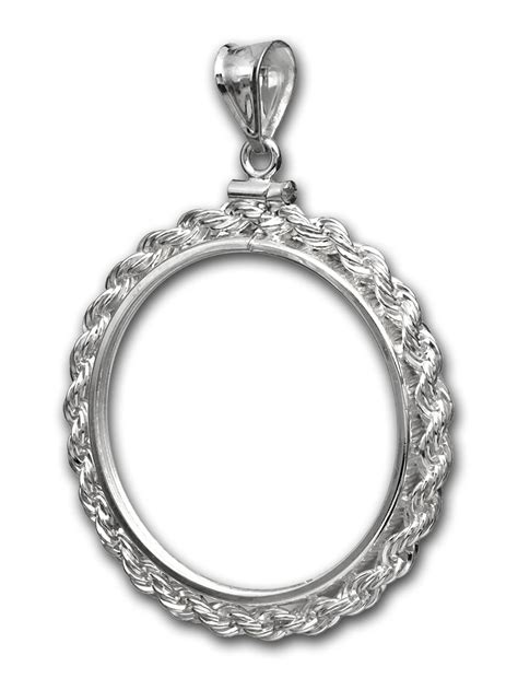 Sterling Silver Screw Top Rope Polished Coin Bezel 382 Mm