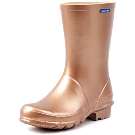 Luckers Womens Gold Metallic Wellies Rain Boots Boots Wellies Rain
