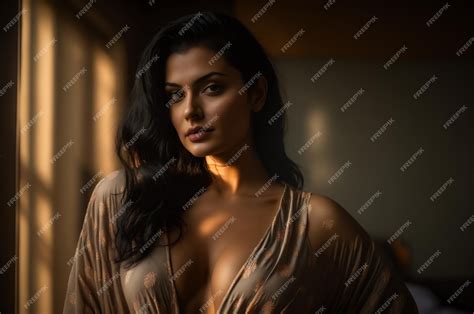 premium photo sexy european hot woman girl model wearing open short robe showing ai generated art