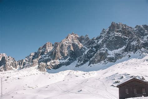 Hut On Mont Blanc Massif By Stocksy Contributor Sky Blue Creative