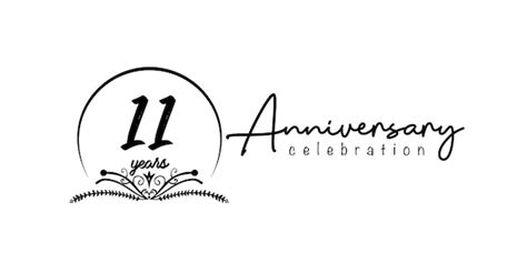 diseño de celebración de aniversario de 11 años con forma de pincel de color negro para
