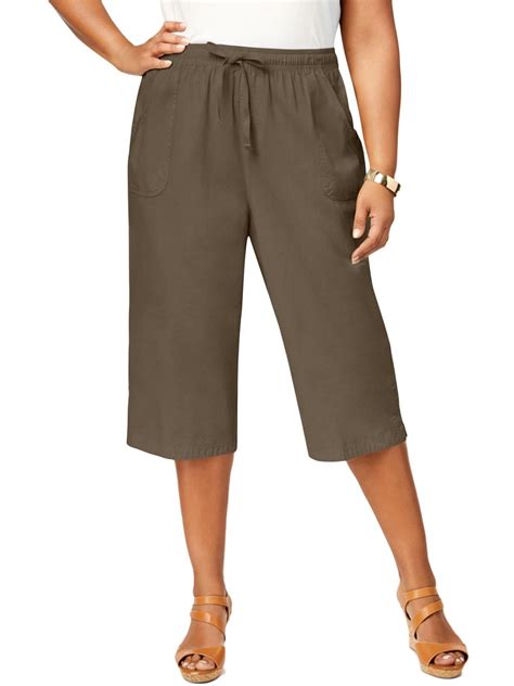 Karen Scott Womens Plus Cotton Comfort Waist Capri Pants Walmart Com