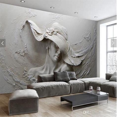 Custom Wallpaper 3d Stereoscopic Embossed Gray Beauty Oil