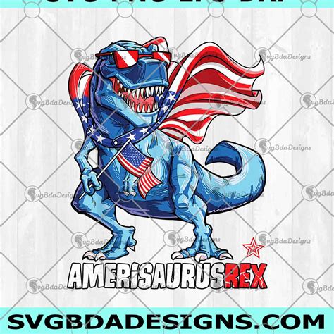 Dinosaur 4th Of July Png Kids Boys Men Amerisaurus T Rex Png Files