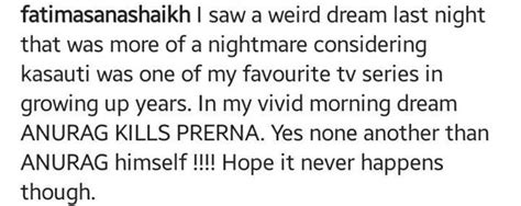 Fatima Sana Shaikh Posts Weird Dream About Kasauti Zindagii Kayy