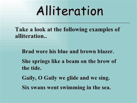 Allieration Examples Ks2 Alliteration When To Use The Same Sound In Words