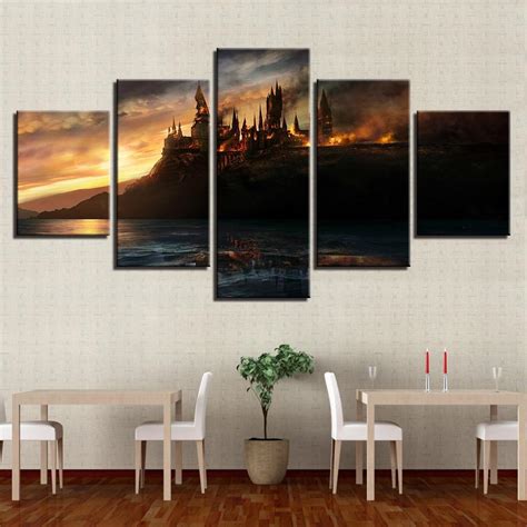 Harry Potter Castle 5 Movie 5 Panel Canvas Art Wall Decor Canvas Storm