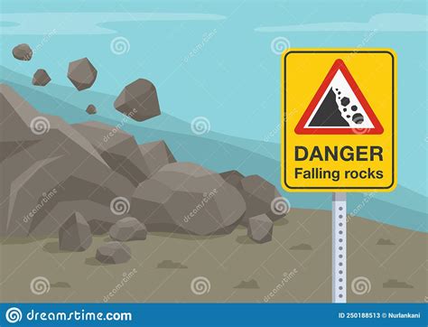 Landslides And Rockfalls On The Road In The Mountains Close Up View Of