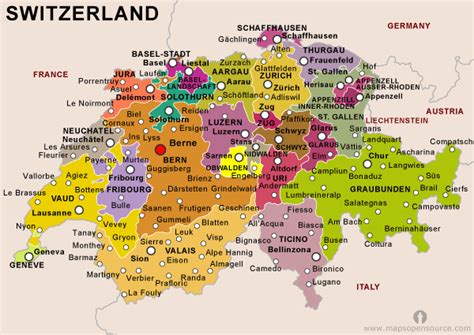 Map showing the geographical location of italy & switzerland along with their capitals, international boundary, major cities and point of interest. I want to go to Switzerland. It also has nearby ...