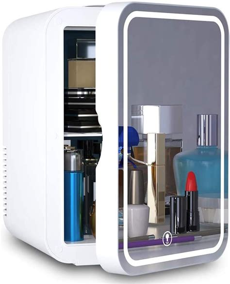 Yihezuori Mini Makeup Beauty Fridge 8l Portable Cosmetic Refrigerator 2 In 1 Makeup Mirror