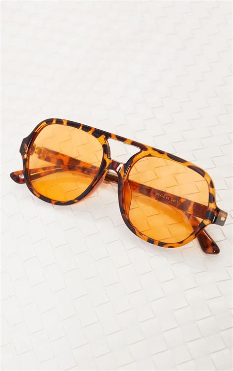 orange lens tortoise aviator sunglasses prettylittlething usa