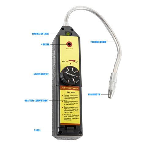 Dye glows to pinpoint small leaks. Useful Refrigerant Halogen Freon Leak Detector A/C R134 ...