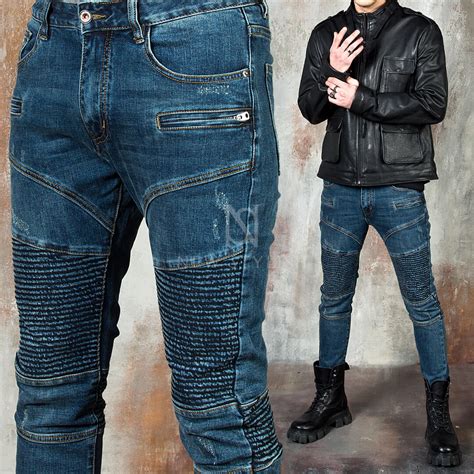 Bottoms Pintuck Accent Washed Blue Slim Biker Jeans 532 For Only 55
