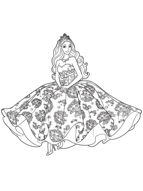 Barbie In A Beautiful Gown Coloring Pages For You